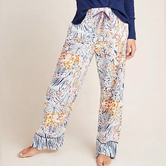 Anthropologie Vikki Chu Pastoral Print Pajama Pants Multicolor Women’s Small - Picture 1 of 4